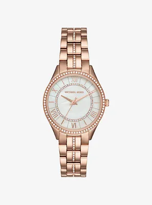 Montre Lauryn miniature de ton or rose à pavé