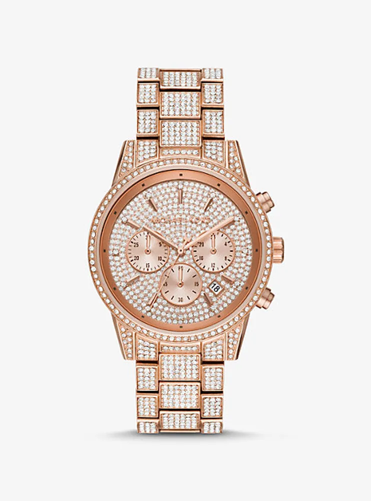 Ritz Pavé Rose Gold-Tone Watch