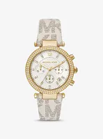 Oversized Parker Pavé Gold-Tone and Logo Watch