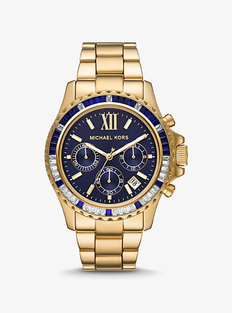 Montre Everest surdimensionnée dorée à pavé