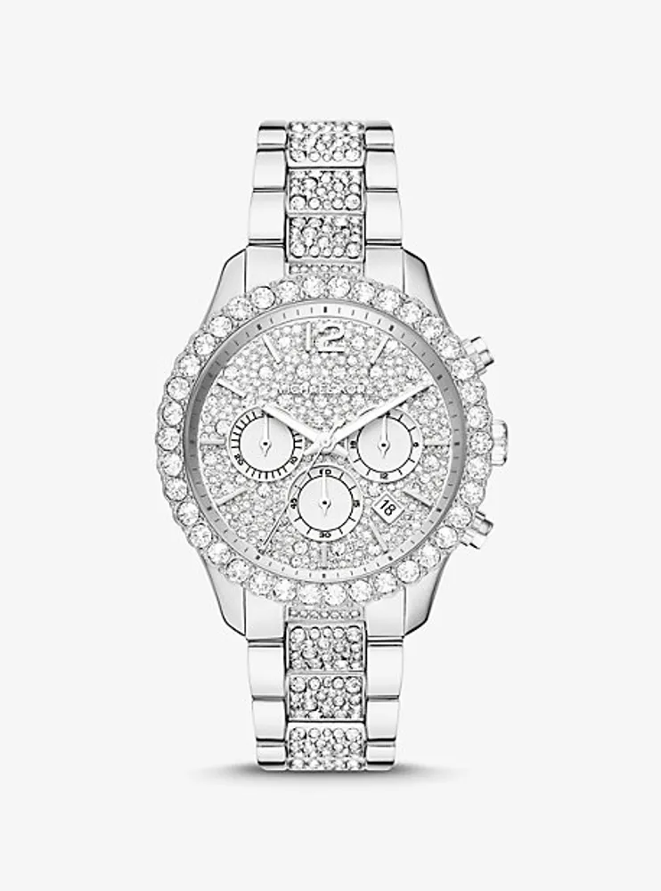 Oversized Layton Pavé Silver-Tone Watch