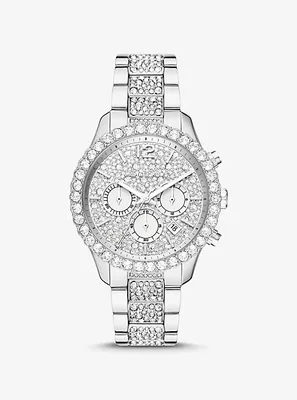 Oversized Layton Pavé Silver-Tone Watch