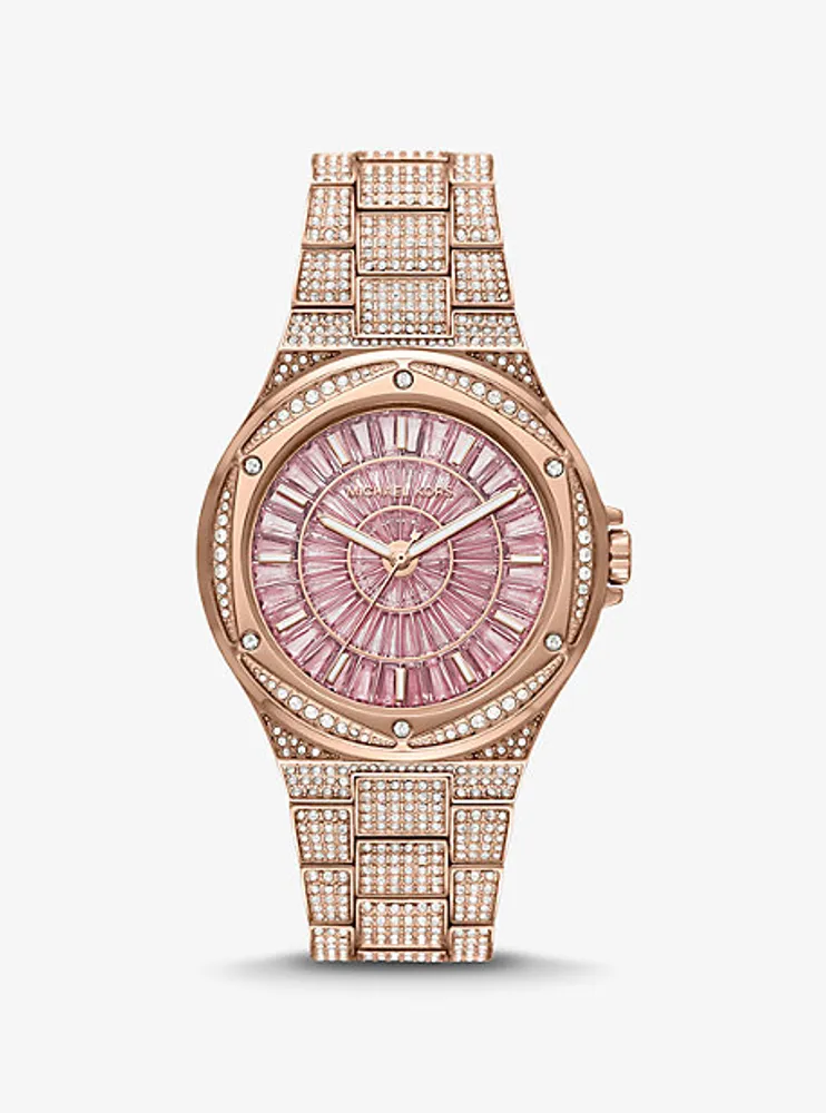 Montre Lennox surdimensionnée de ton or rose à pavé