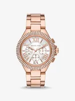 Montre Camille surdimensionnée de ton or rose à pavé