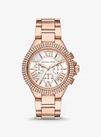 Montre Camille surdimensionnée de ton or rose à pavé
