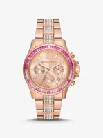 Montre Everest surdimensionnée de ton or rose à pavé