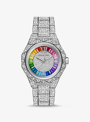 PRIDE Limited-Edition Oversized Raquel Rainbow Pavé Silver-Tone Watch