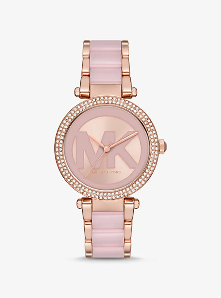 Parker Pavé Rose Gold-Tone and Acetate Watch