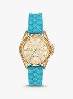 Mini Pilot Pavé Gold-Tone and Logo Silicone Watch