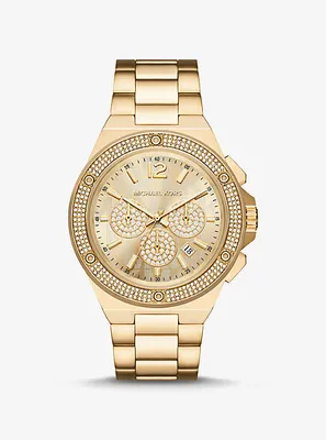 Oversized Lennox Pavé Gold-Tone Watch
