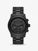 Montre Runway mince noire surdimensionnée