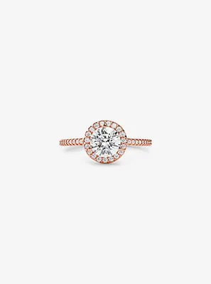 Bague surdimensionnée en argent sterling à placage en métal précieux à halo et à pavé