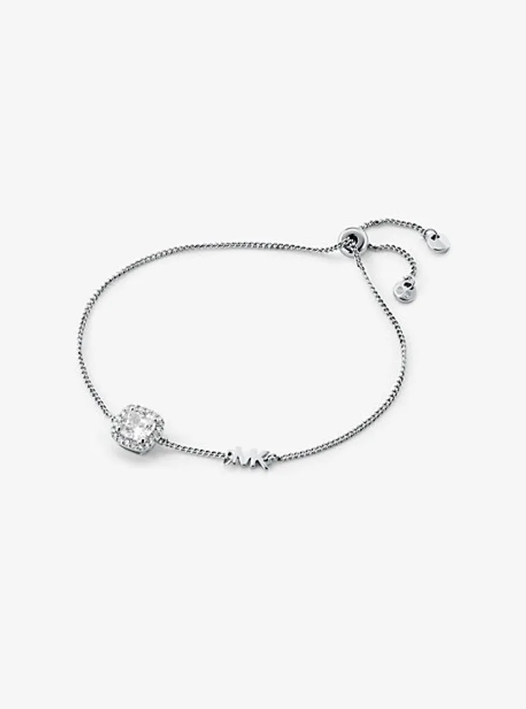 Sterling Silver Pavé Halo Slider Bracelet