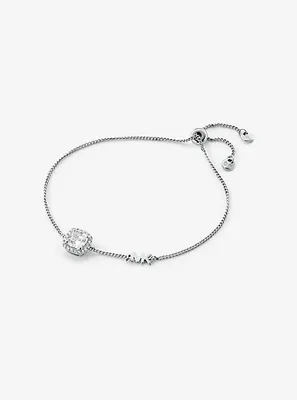 Sterling Silver Pavé Halo Slider Bracelet
