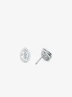 Sterling Silver Pavé Pear Shaped Stud Earrings