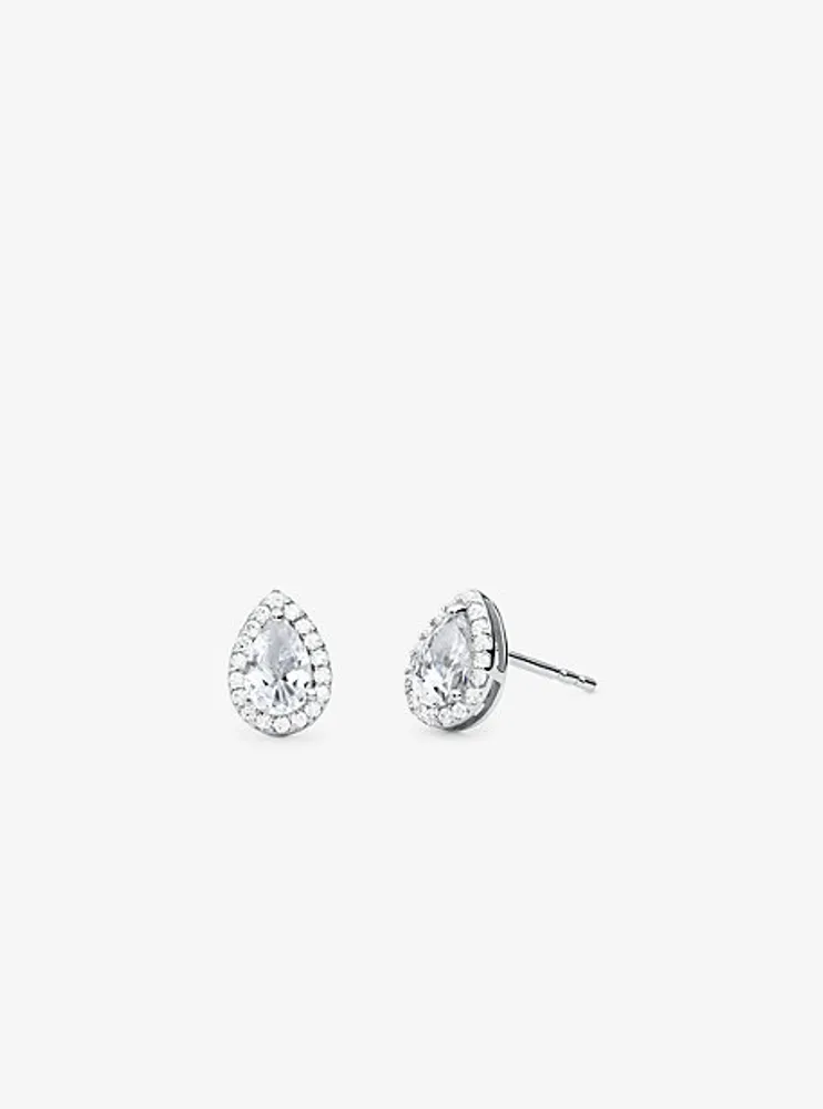 Sterling Silver Pavé Pear Shaped Stud Earrings