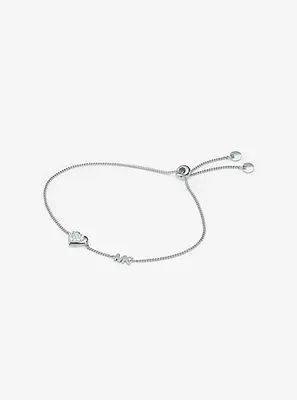 Sterling Silver Pavé Heart Slider Bracelet