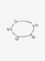 Sterling Silver Pavé Charm Bracelet