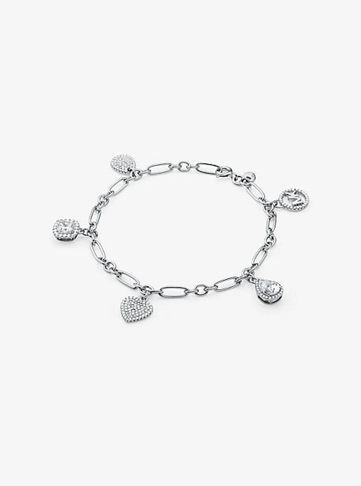 Sterling Silver Pavé Charm Bracelet
