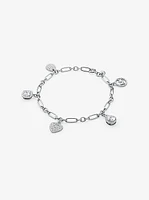 Sterling Silver Pavé Charm Bracelet