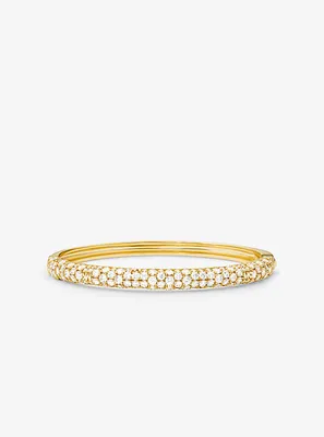 Precious Metal-Plated Sterling Silver Pavé Bangle