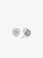 Clous doreilles en argent sterling à placage en métal précieux à logo et à pavé