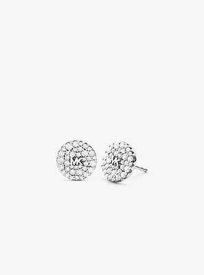 Clous doreilles en argent sterling à placage en métal précieux à logo et à pavé