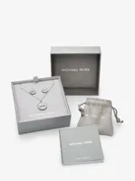 Ensemble collier et clous doreilles en argent sterling à logo nacré et à pavé