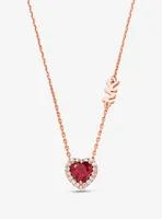 Collier en argent sterling à placage en or rose 14K à pendentif en forme de cœur à cristaux