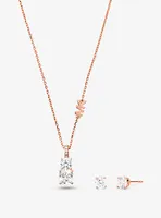 Ensemble collier et clous doreilles en argent sterling à placage en métal précieux et à pierre