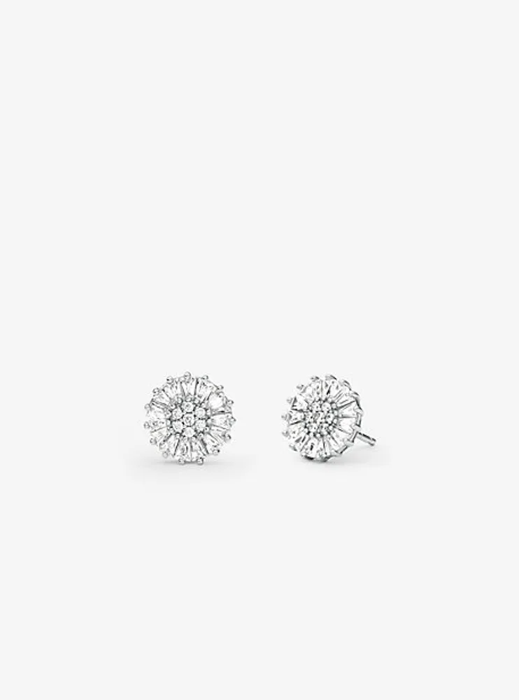 Clous doreilles en argent sterling à placage en métal précieux et à pavé