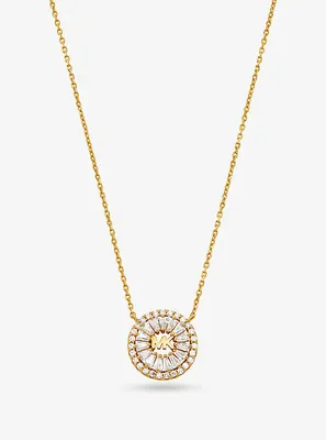 Precious Metal-Plated Sterling Silver Pavé Halo Necklace