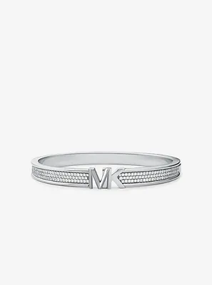 Platinum-Plated Brass Pavé Logo Bangle