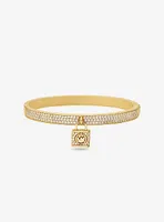 14K Gold-Plated Brass Pavé Lock Bangle