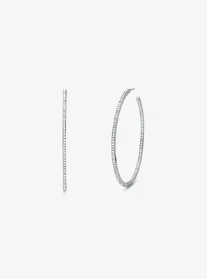 Platinum-Plated Brass Pavé Hoop Earrings