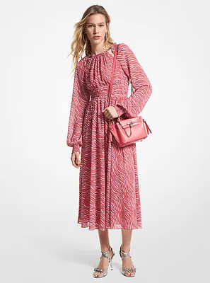 Zebra Print Georgette Midi Dress