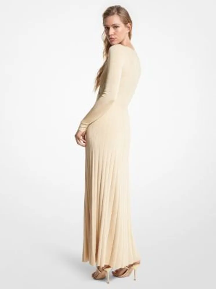 Metallic Stretch Knit Ring Maxi Dress