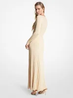 Metallic Stretch Knit Ring Maxi Dress