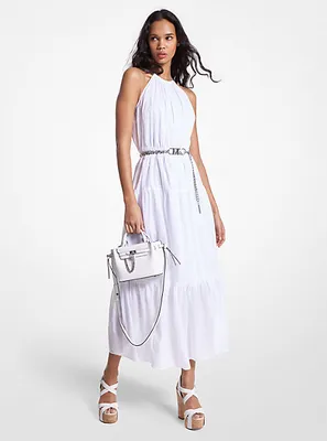 Chain Halter Cotton Lawn Midi Dress