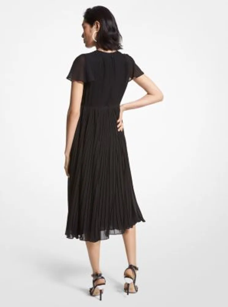 Pleated Georgette Midi Dress