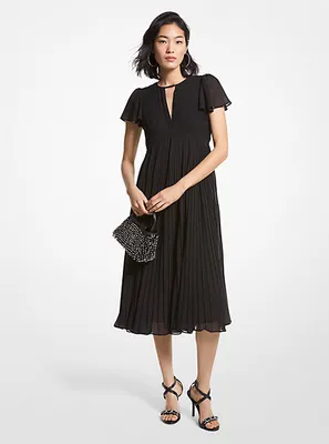 Pleated Georgette Midi Dress