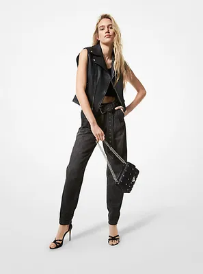 Gilet de moto en cuir grainé