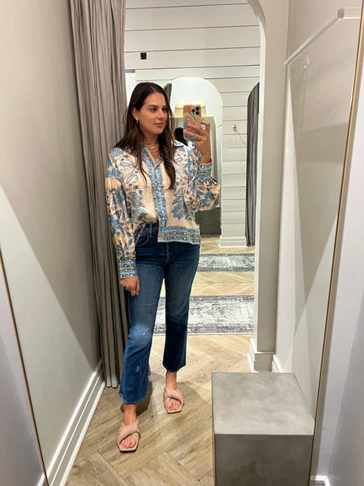 printed button down shirt