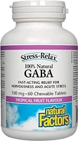 NATURAL FACTORS STRESS RELAX Gaba (100% Natural - 100 mg - 60 Chewables)