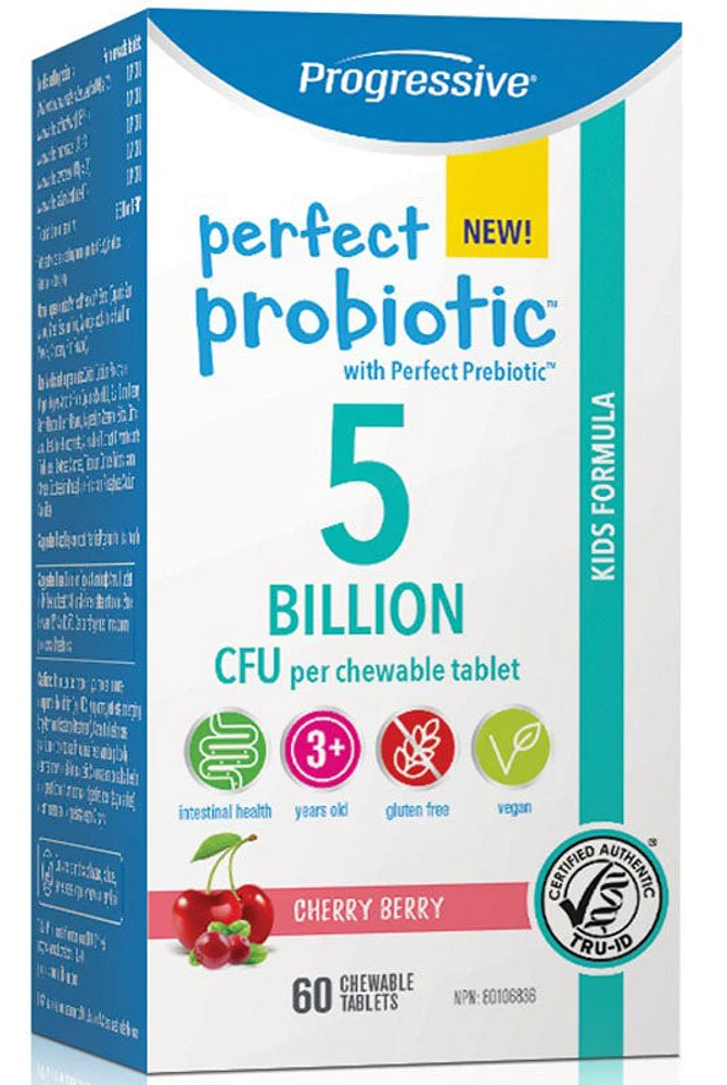 PROGRESSIVE Perfect Probiotic for Kids 5 Billion (Cherry Berry - 60 chews)