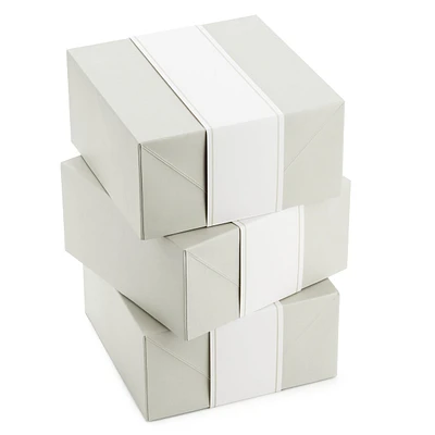 Hallmark 8" Medium Pearl White Gift Boxes with Wrap Bands (3 Boxes, 3