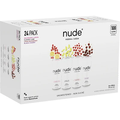 BCLIQUOR Nude Vodka Soda - 24 Pack Mixer Can