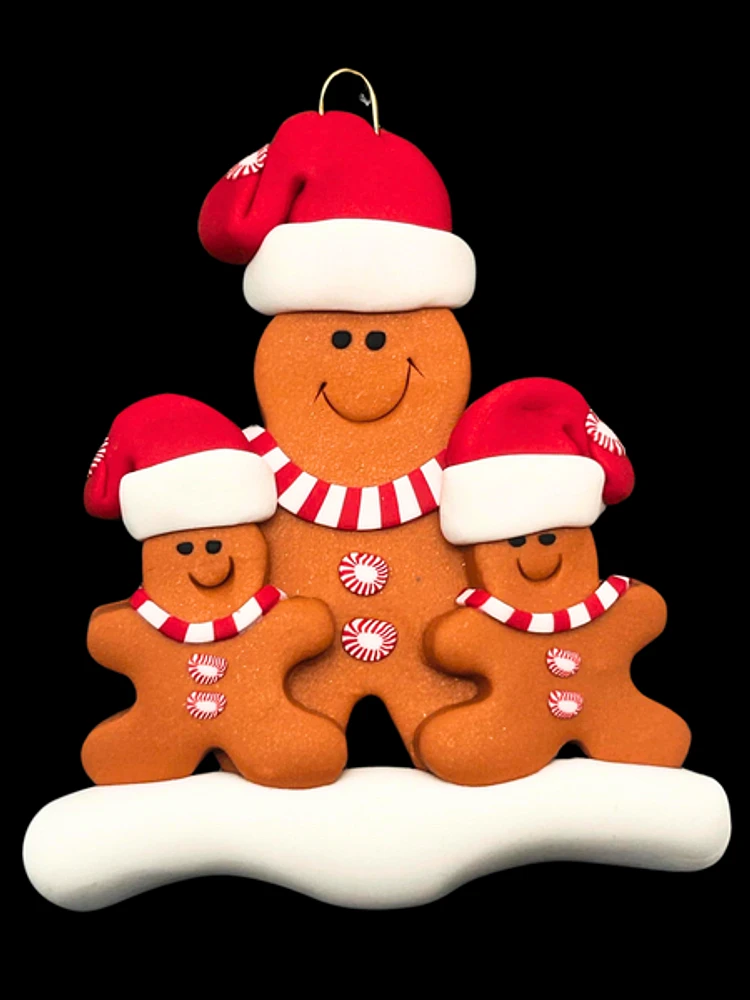 Single Parent Gingerbread Family of Ornament