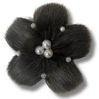 Charcoal Sealskin Flower Brooch - Sanija Padluq