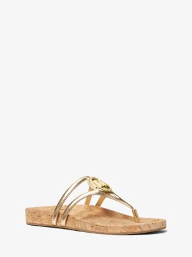 Michael Kors Lucia Embellished Metallic Leather Sandal